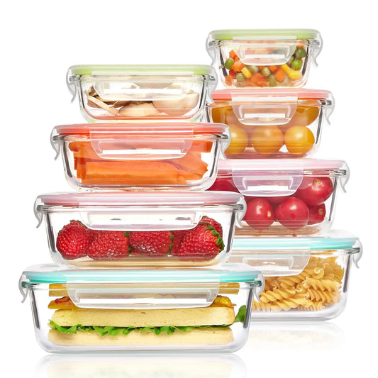 Premium Glass Lunch Box - Airtight Food Storage Containers with Leak-Proof Lids, Microwave & Dishwasher Safe Meal Prep Bento Boxes