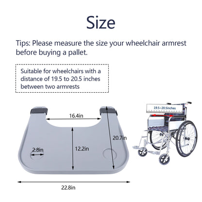 ABS Removable Wheelchair Tray Table w/2 Cup Holders Disabled Portable Lap Tray
