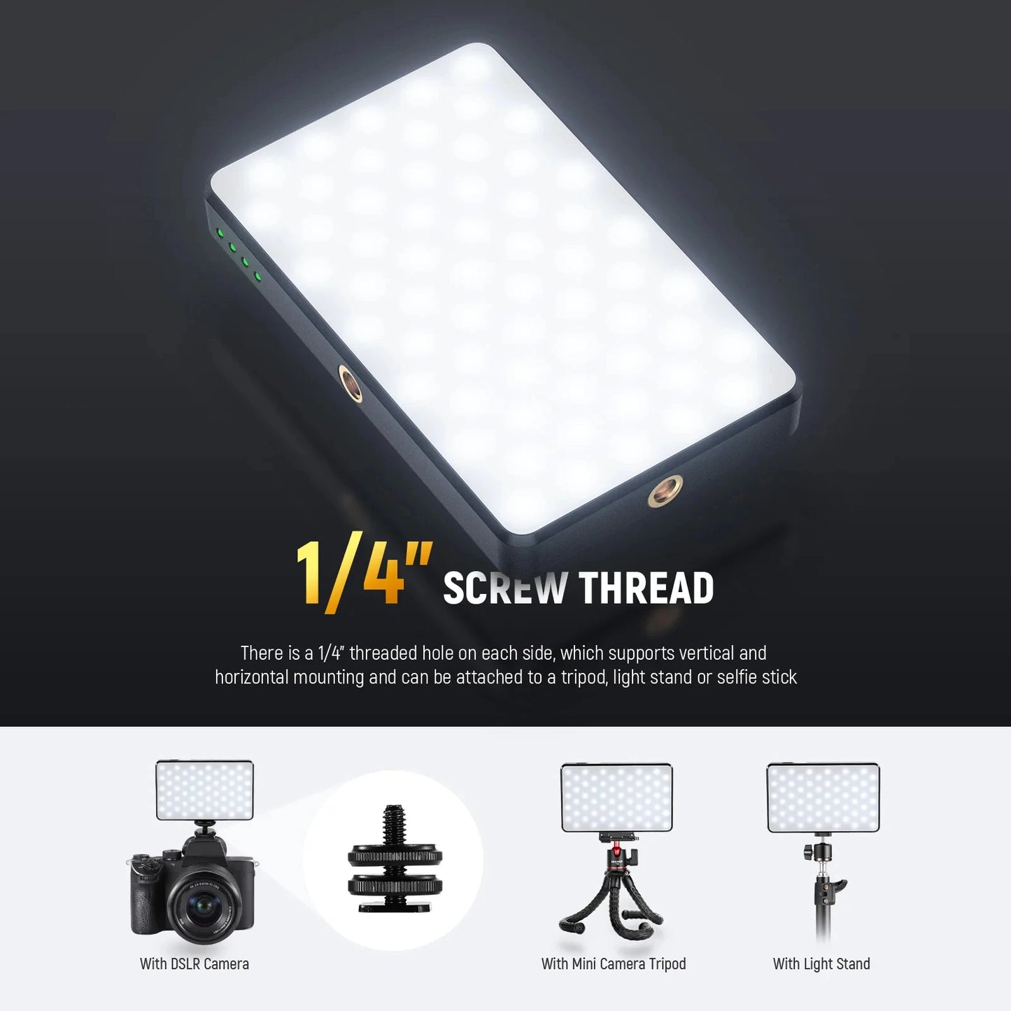 NEEWER BASICS LED Selfie Phone Light, Rechargeable 2500-9000K Clip On Fill Light, Color Films/Diffuser/3000mAh for iPhone Camera