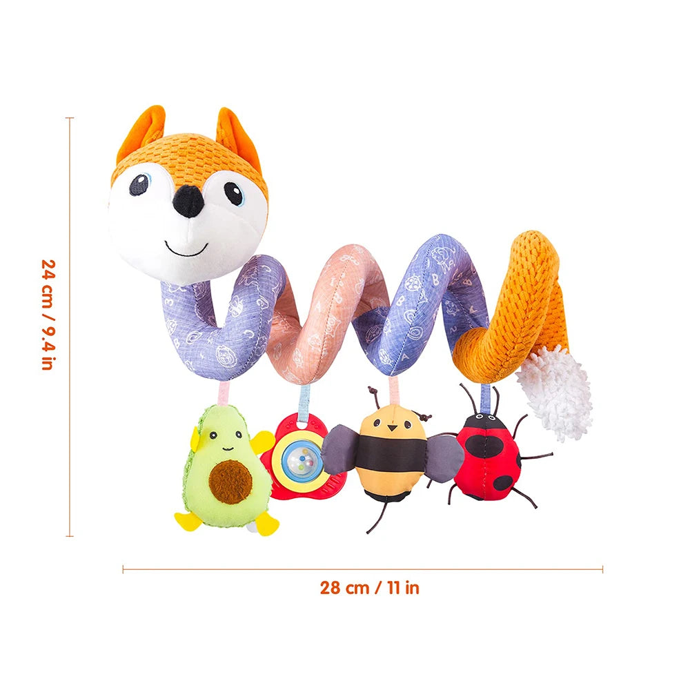 Newborns Spiral Hanging Activity Stroller Toy Baby Carseat Toy Black & White Lion Koala Rattle  for Crib Mobile Sensory Toy Gift