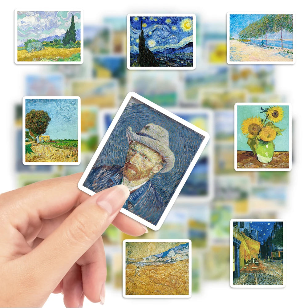 Van Gogh Paintings Artwork Stickers Landscape Self-Portrait Decal for Laptop Phone Scrapbook Luggage Decorative Cups Waterproof