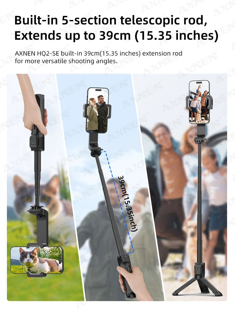 AXNEN HQ2-SE Smartphone Gimbal Stabilizer Handheld Mobile Shooting Stabilizer for Gopro Action Cameras Android iPhone Video Vlog