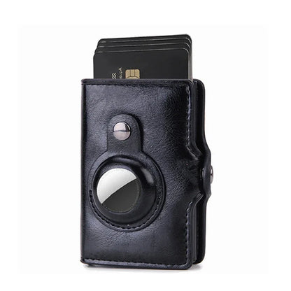 Men Wallet for Apple Airtag RFID Blocking Card Holder  Air Tag Wallet Business Pop Up Slide Cardholder Case with Zip Coin Purse