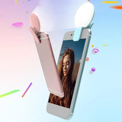 Mobile Phone Fill Flash Lens Ring Light Lamp Portable Clip Three Stop Dimming Mini Durable Practical 10 LED Selfie Ring Beauty