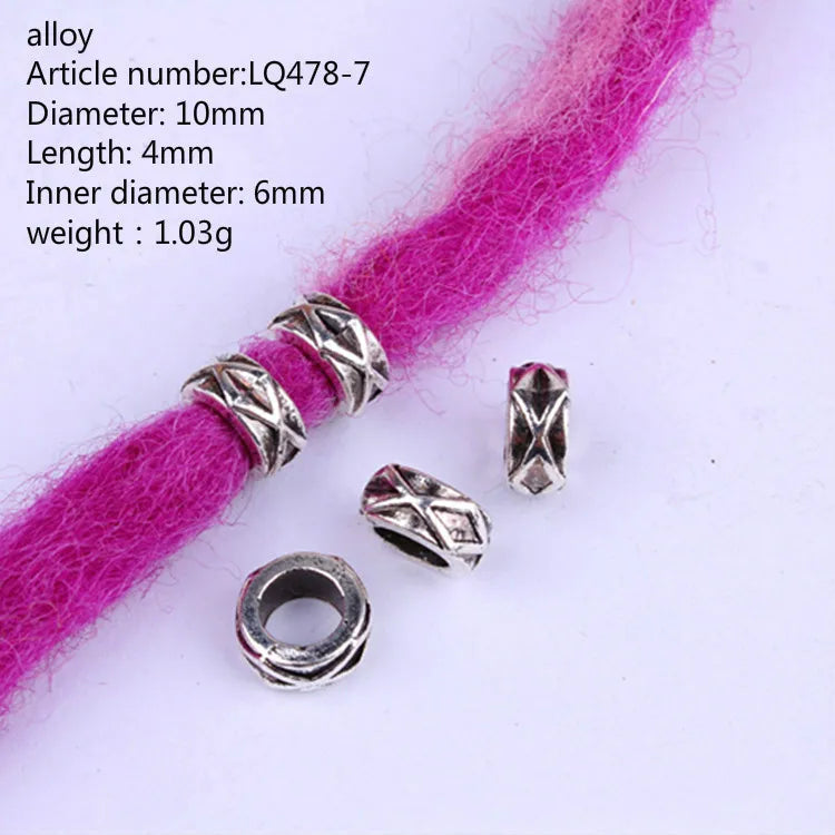 5 Pcs Antique Silver Hair Braid Dread Dreadlock Beads Cuffs Tuber Approx 8mm Inner Hole for Hair Styling Accessories Tool