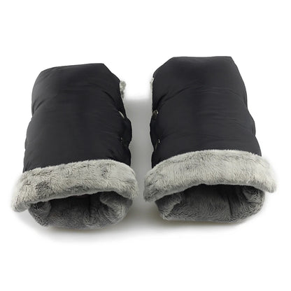 2pcs Black Waterproof Pram Stroller Warm Gloves Mitten Winter Hand Muff Baby Stroller Mitten Winter Warm Stroller Accessories