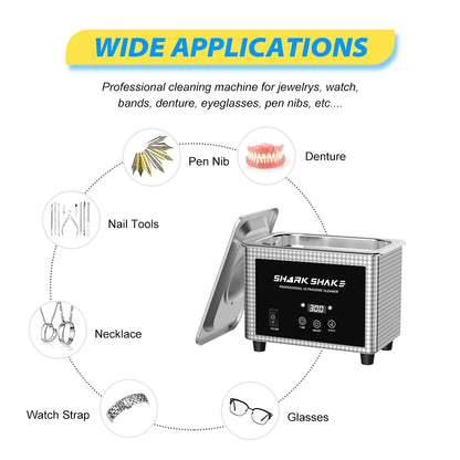 800ml Household Digital Ultrasonic Cleaner 30W/60W Stainless Steel Bath Degas Ultrasound Washing for Watches Jewelry