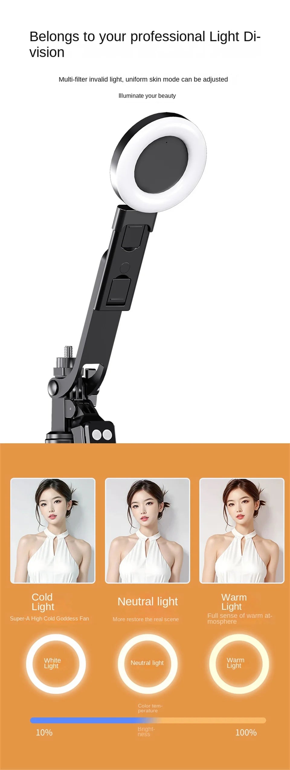 BSLIUFANG Selfie Stick Wireless Tripod Stand with Light Bluetooth Remote Extendable for Tiktok Live Streaming Handheld stability