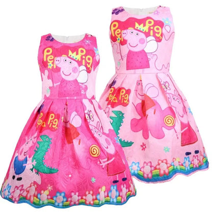 Peppa Pig Peppa George Personality Cartoon Holiday Gift Kawaii Kids Cotton Dress Creative Cute Girls Sleeveless Skirt Wholesale