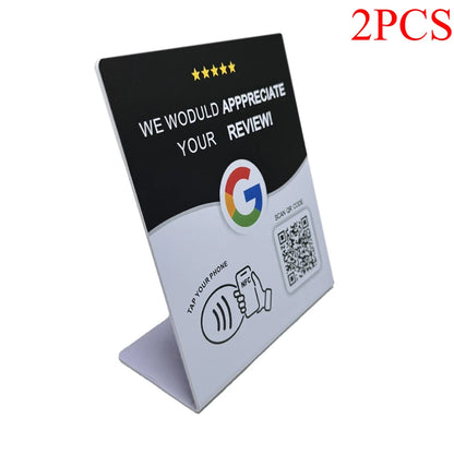 Hilo Programmable NFC215 Google Review Card NFC Station Table 13.56Mhz QR code can be independently set to link Standing Card