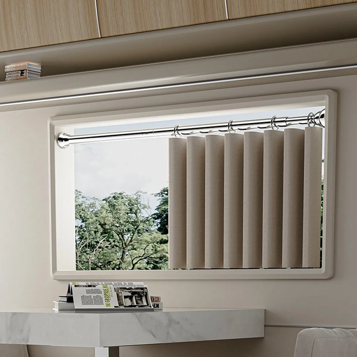 Telescopic Shower Curtain Extendable Wardrobe Rail Clothes Hanging Pole Rod