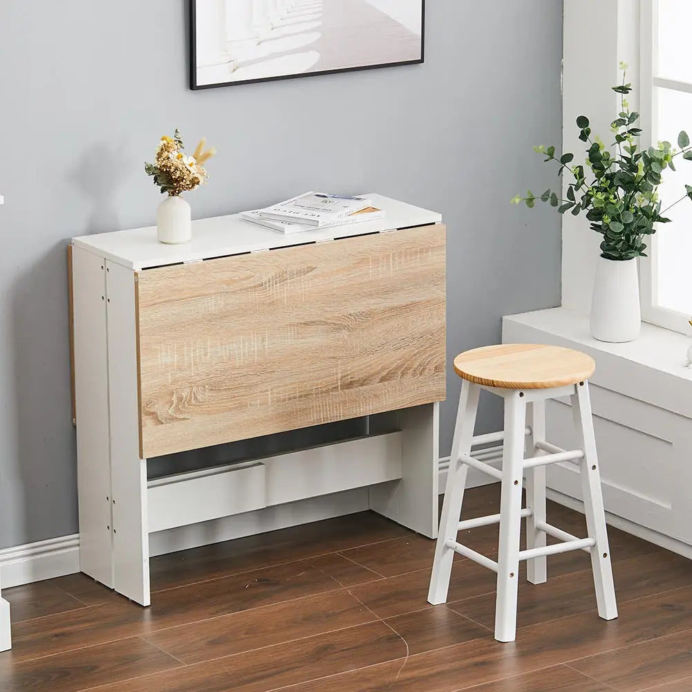 Haodirect multifunctional foldable and expandable dining table wooden kitchen table saves space