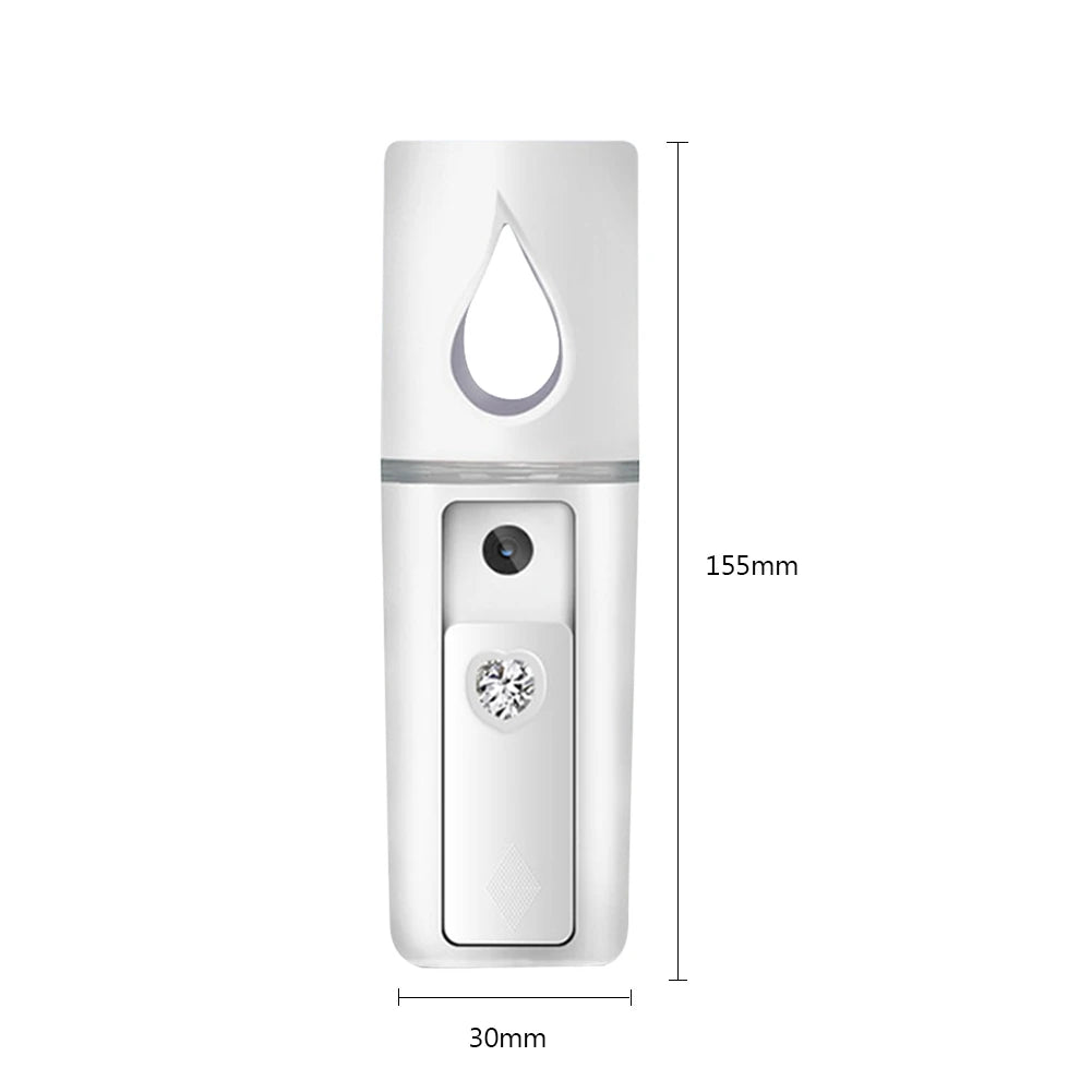 L2 Mini Nano Facial Mister with Top Mirror Portable USB Rechargeable Handy Cool Mist Sprayer Steamer Face Humidifier Atomizer