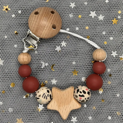 NEW Custom Name Wooden Personalized Baby Pacifier Chain Beech Bead Dummy Nipple Holder Guard Teether Pendant Newborn Mother Gift