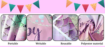 Dewprint Mermaid Backdrop Under The Sea Photography Background Decoration Supplies Girls Princess Birthday Party Banner