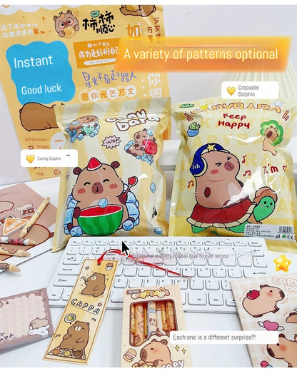 New Creative Capybara Stationery Set Blind Bag Cute Cartoon Pencil Stationery Eraser Learning Supplies Student Prize Gift Suppli