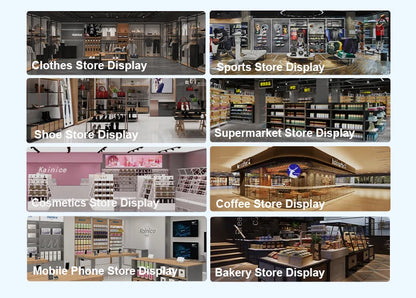 Floor-To-Ceiling Adjustable Stand Mobile Clothes Rail With Wheel Clothing Shop Stainless Steel Display Rack