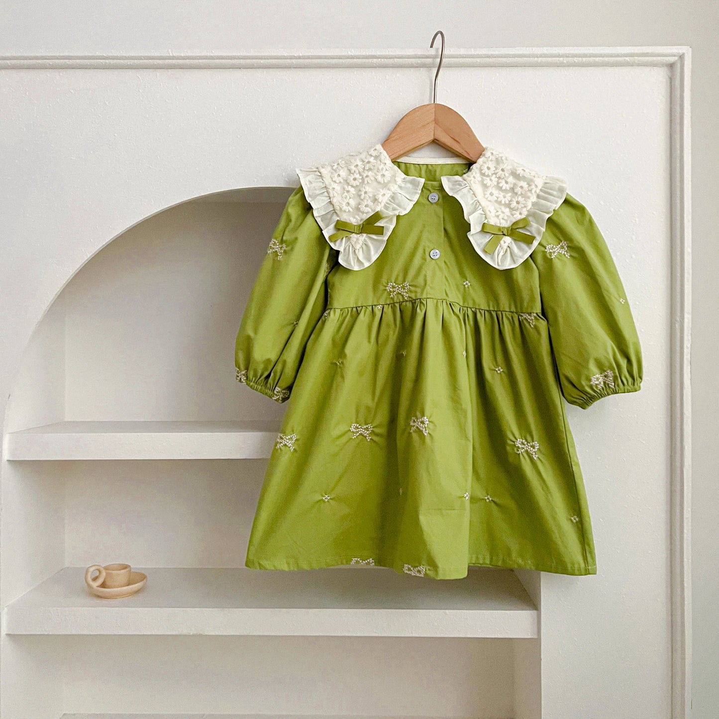 Autumn 0-6Yrs Girls Princess Dress Baby Girl Clothes Clothes Butterfly Collar Baby Girl One Piece Clothes Embroidery Kids Dress