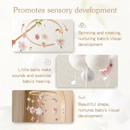 Baby Crib Bed Bell Rattle Toy 0-12 Months Wooden Mobile Cartoon Bee Bed Bell Hanging Toy Holder Bracket Infant Crib Bracket Gift