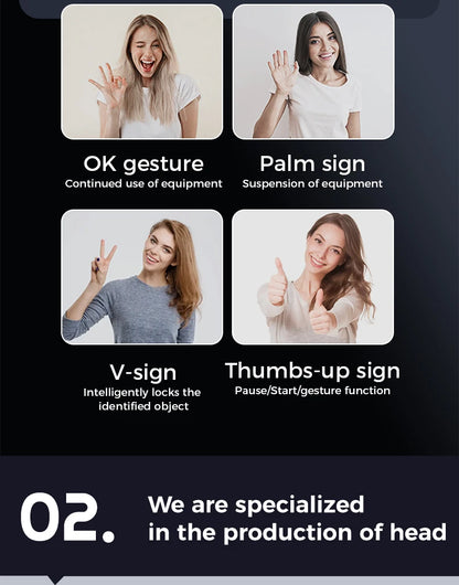 Automatic facial tracking phone holder with remote control and gesture control, 360 ° rotating phone camera holder