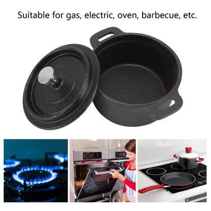 Cast Iron Pot Dutch Oven with Lid Double Traditional Thickened Cooker with Handle for Slow Cooking Barbecue Pasta Kitchen Tool