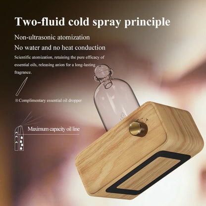 Nebulizing Essential Oil Diffuser Waterless Operated Aromatherapy Diffuser for Home Wood and Glass Aroma Diffuser Scent Machine