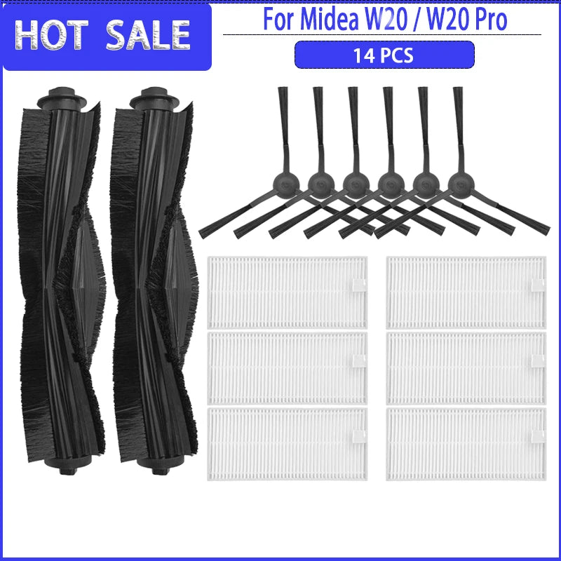 Main Side Brush HEPA Filter Mop For Eureka J20 / Midea W20 / W20 Pro Accessories Replacement Spare Parts