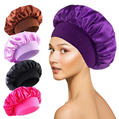 Silk Satin Lined Bonnet for Sleeping - Large Hair Bonnet for Long Hair Protection
