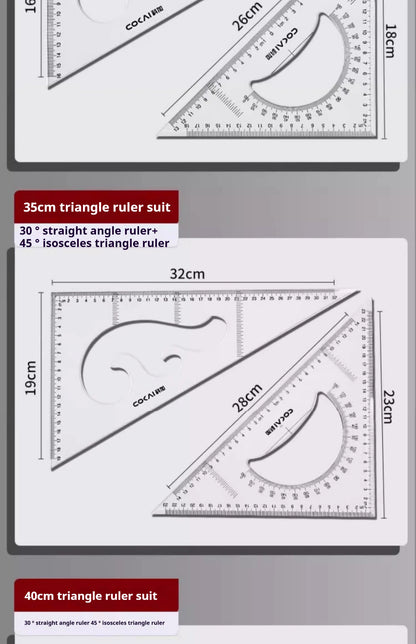 Multifunctional Triangular Ruler 18/22/27/32/37/42CM Hand-drawn Triangle Board Protractor Woodworking Interior Drawing Design