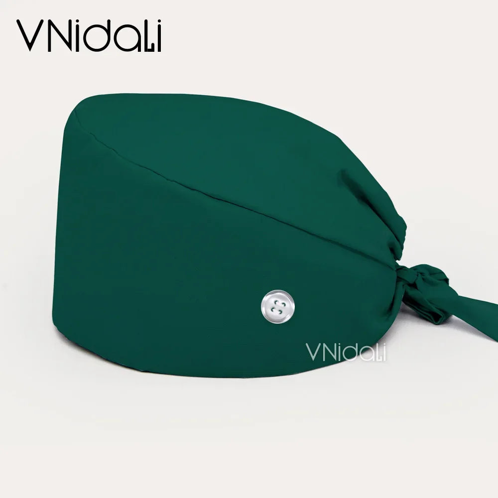 Solid color scrub cap with button pet grooming working Caps  surgical cap Lab work hat  womens Scrub hats nurse accessories