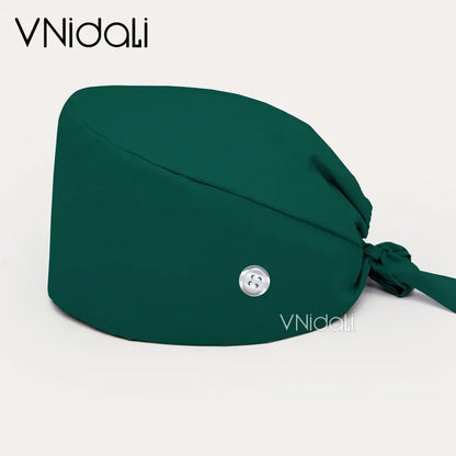Solid color scrub cap with button pet grooming working Caps  surgical cap Lab work hat  womens Scrub hats nurse accessories