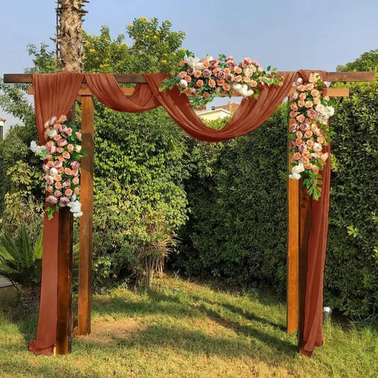 70X500cm Rust Chiffon Wedding Arch Draping Fabric Terracotta Solid Drapery Ceremony Reception Backdrop Curtain Party Swag Decor