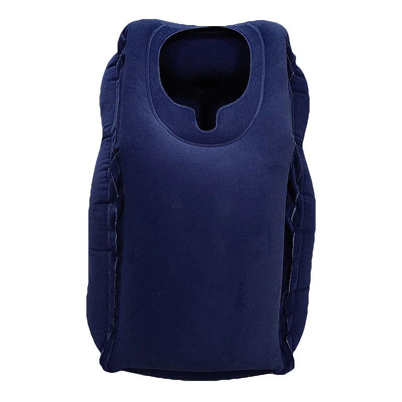 Flocked Inflatable Air Cushion Travel Pillow Headrest Chin Support Cushions for Airplane Plane Car Office Rest Neck Nap Pillows