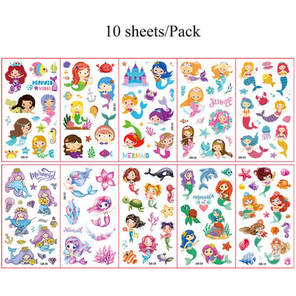 10Pcs Cartoon Temporary Tattoos for Hand Disposable Underwater World Crabs Dolphins Octopus Jellyfish Design Tattoos Sticker