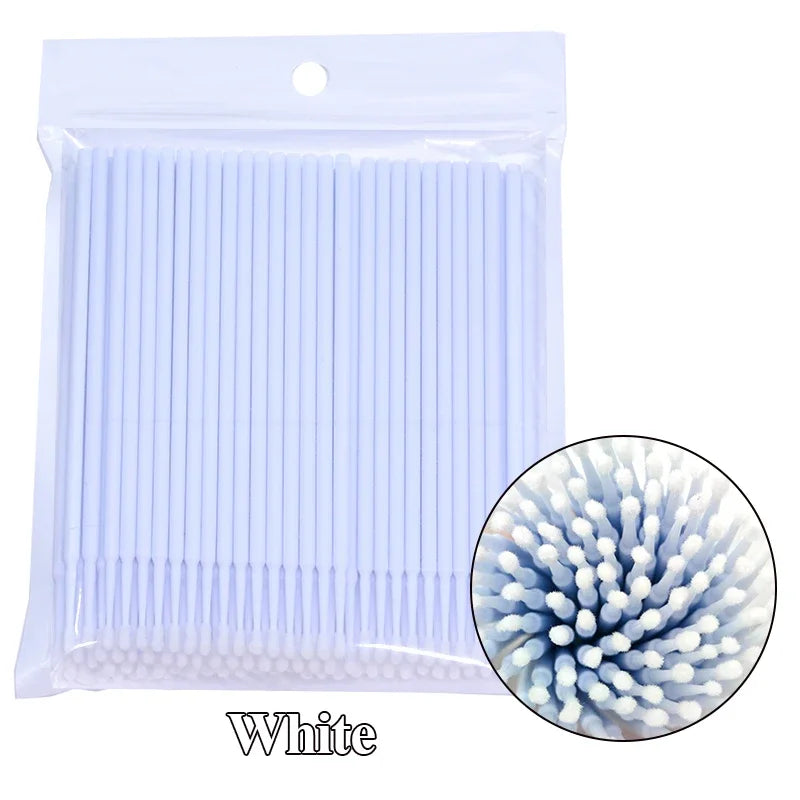 100Pcs Eyelash Cleaning Brush Lash Extension Micro Cotton Swab Individual Eyelashes Microbrush Beauty Makeup Clean Remover Tools