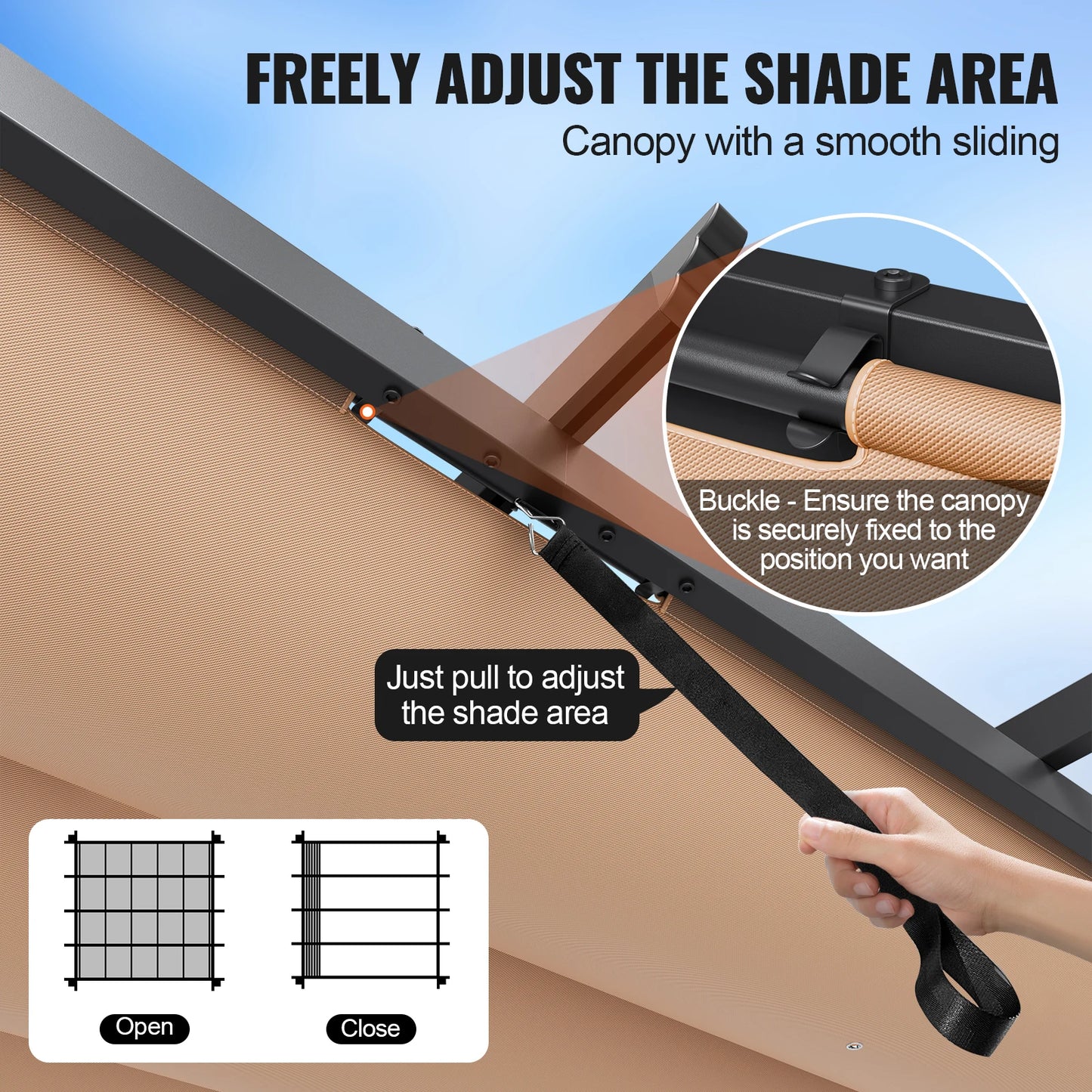 VEVOR Outdoor Retractable Pergola with Canopy Aluminum Pergola with Canopy Modern Pergola with Sun Shade Canopy for Patios