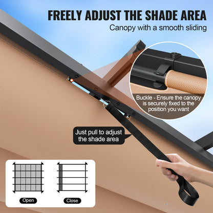 VEVOR Outdoor Retractable Pergola with Canopy Aluminum Pergola with Canopy Modern Pergola with Sun Shade Canopy for Patios