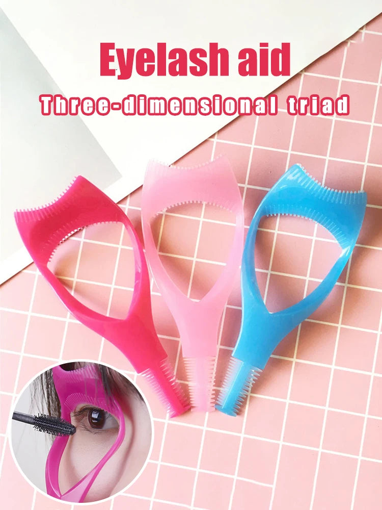 Handy Eyelash Aid Clip Pink Eye Makeup Aid Tool Y Shape Silicone Mascara Applicator Shield Multifunctional Silicone Eyeliner Mak