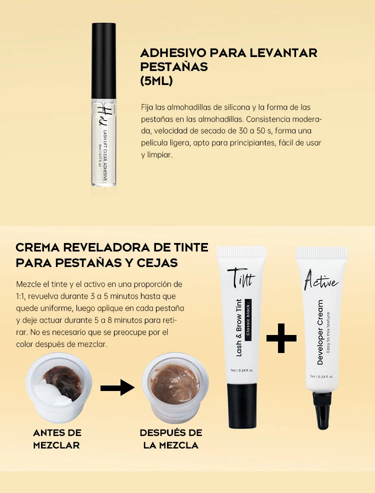 Gollee Lash and Brow Tinting Kit Classic Black Natural Eyelash Lifting Perm Treatment Makeup Set 4-6 Weeks For Lash Curler Perm