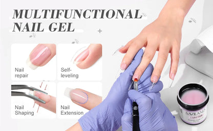 Saviland 100g Builder Nail Gel White Nude Pink Nail Extension Gel Multifunctional Nails Art Gel Polish Soak Off UV for Salon DIY