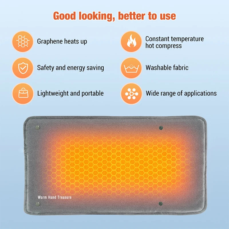 New Graphene Quick Heating Warming Pad with Adjustable Temperature and Timing USB Power Supply Office and Home Warming Handbags