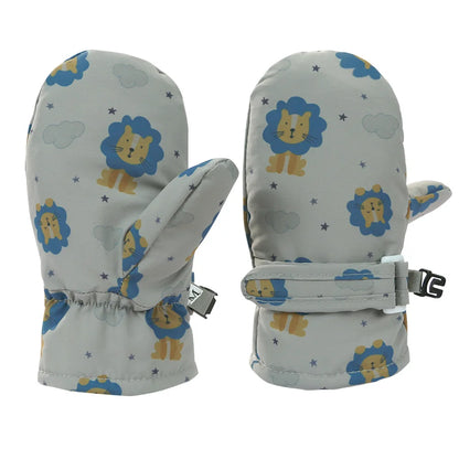 Kids Winter Ski Gloves - Waterproof Cartoon Mittens for Boys & Girls Age 4-6