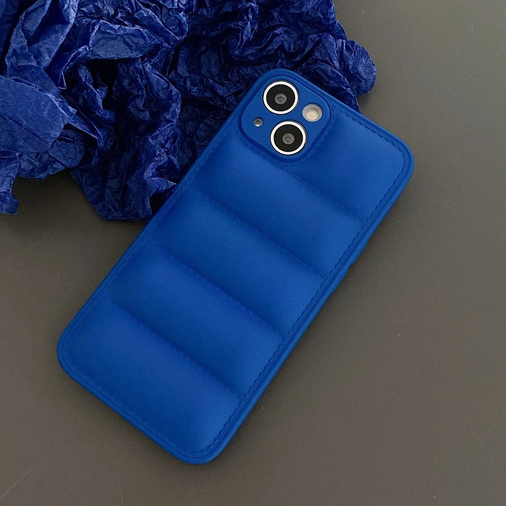 Colorful Down Jacket pattern silicon phone case for iPhone 16 15 14 13 12 11 Pro Max Plus full camera shockproof soft back cover