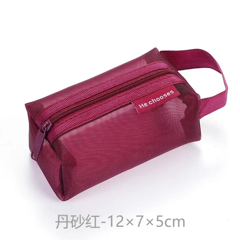 Dark Series Vintage Three-dimensional Square Nylon Mesh Coin Purse Pouch Large Capacity Key Lipstick Earphone Organizer Card Bag