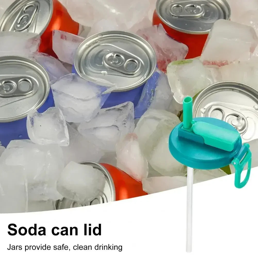 1pc Travel Soda Lid With Straw Reusable Silicone Lid for Standard Beverage Cans for Picnic Portable Juice Bear Straw Cap