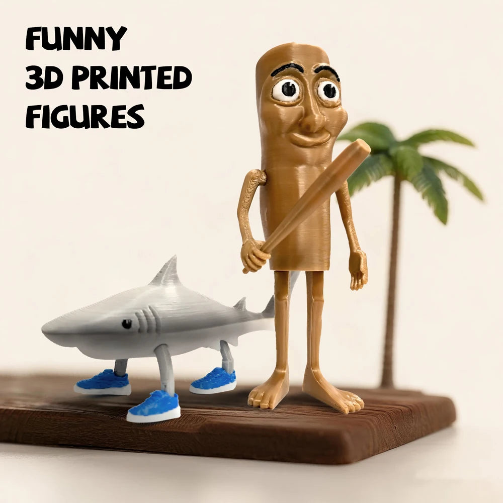 3D Printed Shark Figurine Tralalero Tralala Tun Tung Sahur Toy Classic of Mountains and Seas Figure Desktop Decor Birthday Gift