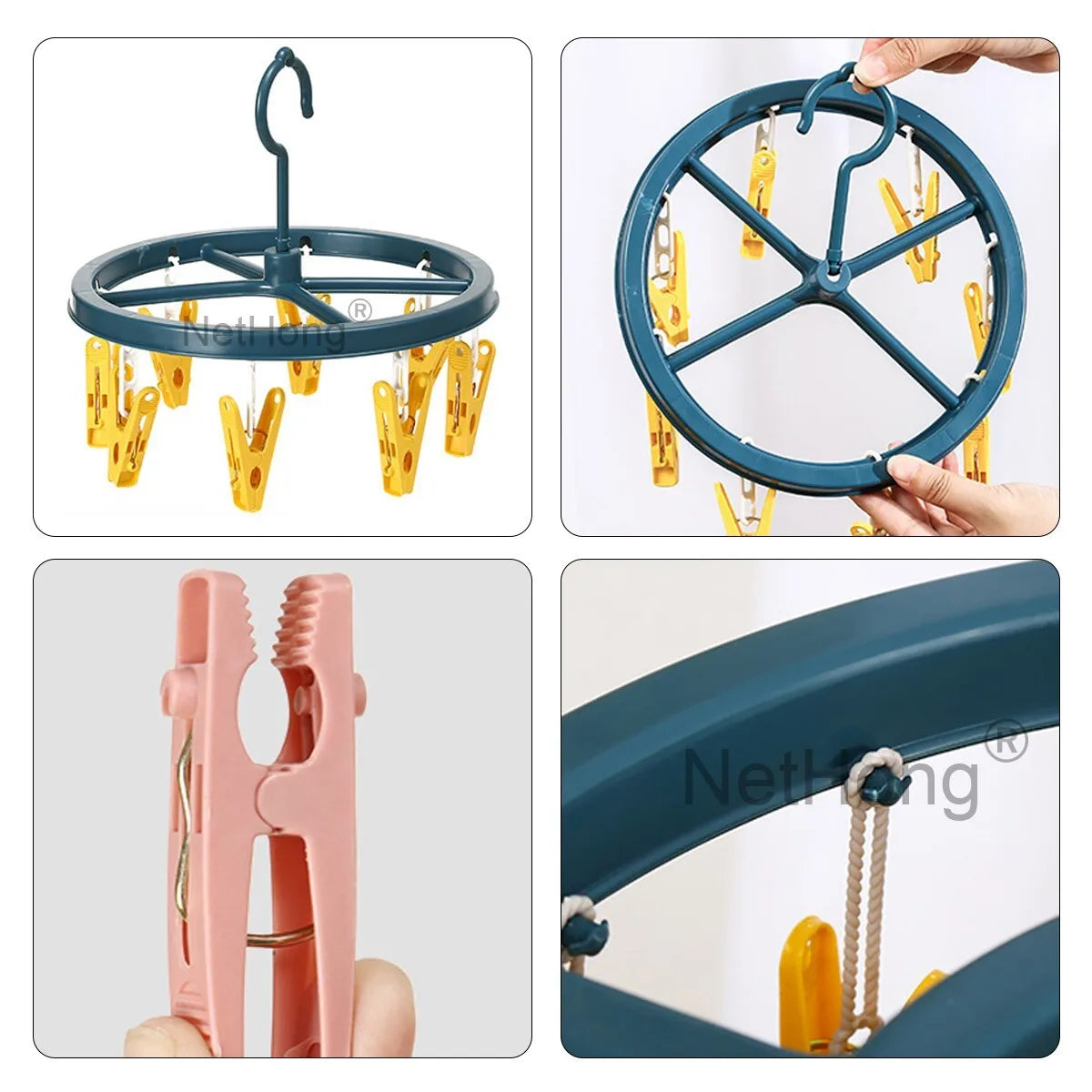 8 Pegs Thickened Clip Underwear Socks Hanger Laundry Airer Cloth Dryer Rack