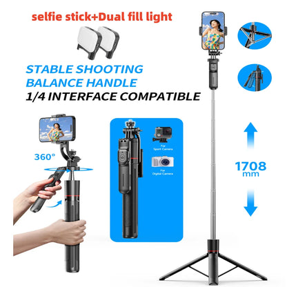 FANGTUOSI New 1.7M Wireless Selfie Stick Tripod Foldable Stand For Gopro Action Cameras Smartphones Balance Steady Shooting Live