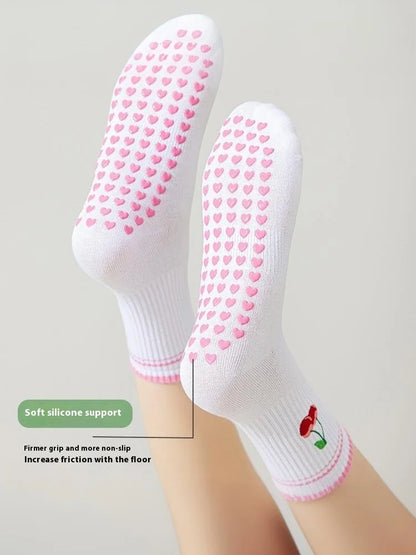 Cotton Breathable Mid-calf Yoga Socks Anti-slip Sports Socks Pilates Socks Dance Fitness Training Socks