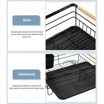 UK Large Kitchen Sink Dish Drainer Rack With Drip Tray And Plate Cutlery Holde